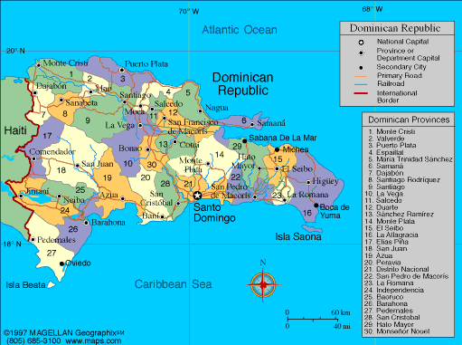 Cities Map of Dominican Republic